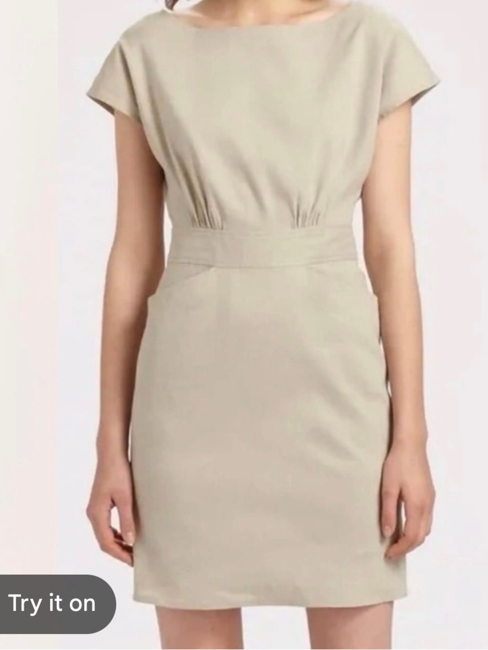 Theory Classic Cap-Sleeve Linen Dress